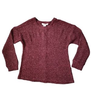 L.I.F.E Burgundy Mottle Pullover Sweater W/ Shell Buttons Down Back Size M